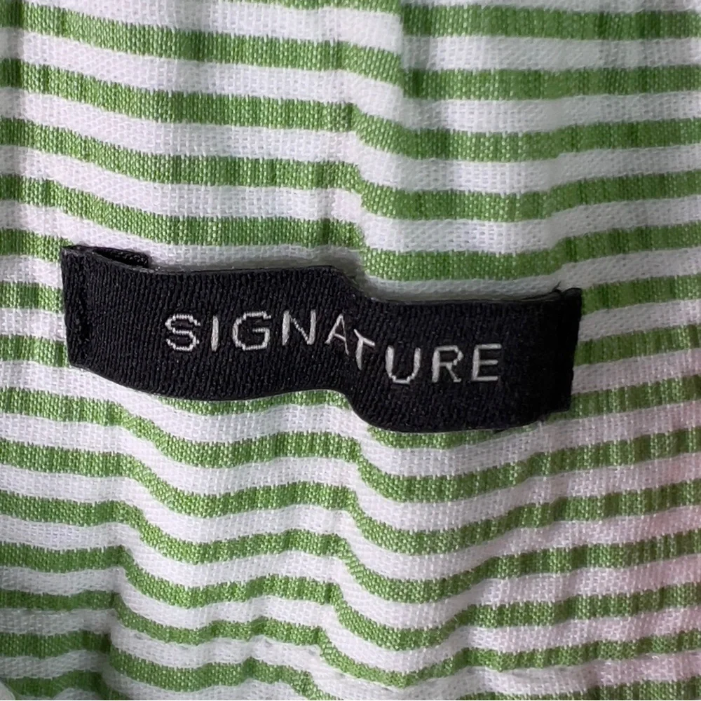 Talbots Size 20W Green/White Striped Cropped Pants Faux Back Pockets Belt Loops - Picture 10 of 14